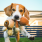 Lifestyle photo of a dog running with a toy